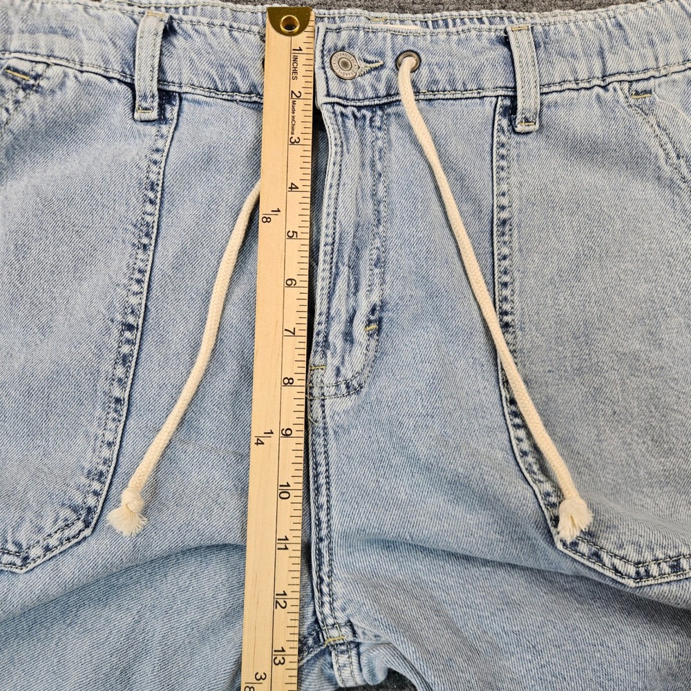 Lucky Brand Womens Light Wash Wide Leg Drawstring Denim Jeans Raw Hem Large - Picture 9 of 12